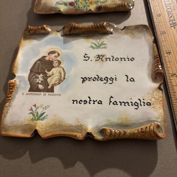 2 Vintage Plaques Made in Italy: San Antonio di Padova + Italian Wine Proverb - Picture 2 of 6